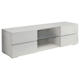 Glossy White 4-Drawer TV Console