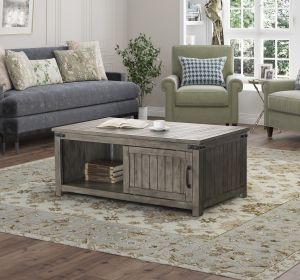 Bridgevine Home Storehouse 48 inch Coffee Table, No Assembly Required, Smoked Grey Finish