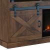 Bridgevine Home Farmhouse 93 inch Electric Fireplace TV Stand for TVs up to 100 inches, Aged Whiskey Finish