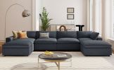U-style Down Filled Upholstered Sectional Sofa Set, for Living Room, Apartment, Spacious Space( 6-Seater)