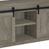 Grey Driftwood 48-inch TV Console with 2 Sliding Doors