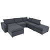 U-style Down Filled Upholstered Sectional Sofa Set, for Living Room, Apartment, Spacious Space( 6-Seater)