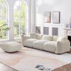 Mid Century Modern Couch 3-Seater Sofa with Ottoman Upholstered Footrest Stool Ottoman Foot Stool for Living Room, Bedroom, Beige
