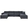 U-style Down Filled Upholstered Sectional Sofa Set, for Living Room, Apartment, Spacious Space( 6-Seater)