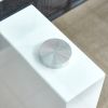 Modern minimalist transparent tempered glass coffee table , paired with white MDF decorative columns. Computer desk. Game table. CT-1546