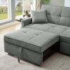 83.47-Inch large size Dark Grey Fabric 3 in 1 Convertible Sleeper Sofa Bed,for Living Room, Bedroom, Apartment, Office