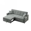 83.47-Inch large size Dark Grey Fabric 3 in 1 Convertible Sleeper Sofa Bed,for Living Room, Bedroom, Apartment, Office