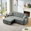 83.47-Inch large size Dark Grey Fabric 3 in 1 Convertible Sleeper Sofa Bed,for Living Room, Bedroom, Apartment, Office