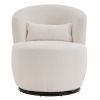 White Plush Swivel Accent Chair - Contemporary Round Armchair with 360° Rotation and Metal Base for Living Room Elegance