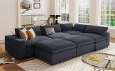 U-style Down Filled Upholstered Sectional Sofa Set, for Living Room, Apartment, Spacious Space( 6-Seater)
