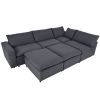 U-style Down Filled Upholstered Sectional Sofa Set, for Living Room, Apartment, Spacious Space( 6-Seater)