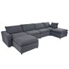 U-style Down Filled Upholstered Sectional Sofa Set, for Living Room, Apartment, Spacious Space( 6-Seater)