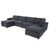 U-style Down Filled Upholstered Sectional Sofa Set, for Living Room, Apartment, Spacious Space( 6-Seater)