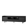 Modern Black TV Stand, 16 Colors LED TV Stand w/Remote Control Lights
