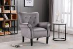 Stylish Living Room Furniture 1pc Accent Chair Grey Button-Tufted Back Rolled-Arms Black Legs Modern Design Furniture