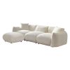 Mid Century Modern Couch 3-Seater Sofa with Ottoman Upholstered Footrest Stool Ottoman Foot Stool for Living Room, Bedroom, Beige