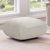 Mid Century Modern Couch 3-Seater Sofa with Ottoman Upholstered Footrest Stool Ottoman Foot Stool for Living Room, Bedroom, Beige