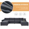 U-style Down Filled Upholstered Sectional Sofa Set, for Living Room, Apartment, Spacious Space( 6-Seater)